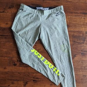 Nike Leggings; Grey and Neon Green